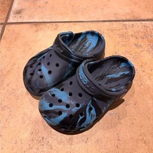 Kids Crocs Clogs - Black and Blue Marble